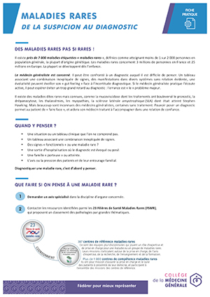 Rappel::possibilité d'un diagnostic et contacts utiles CMG Maladies rares fiche DIAGNOSTIC Page 1